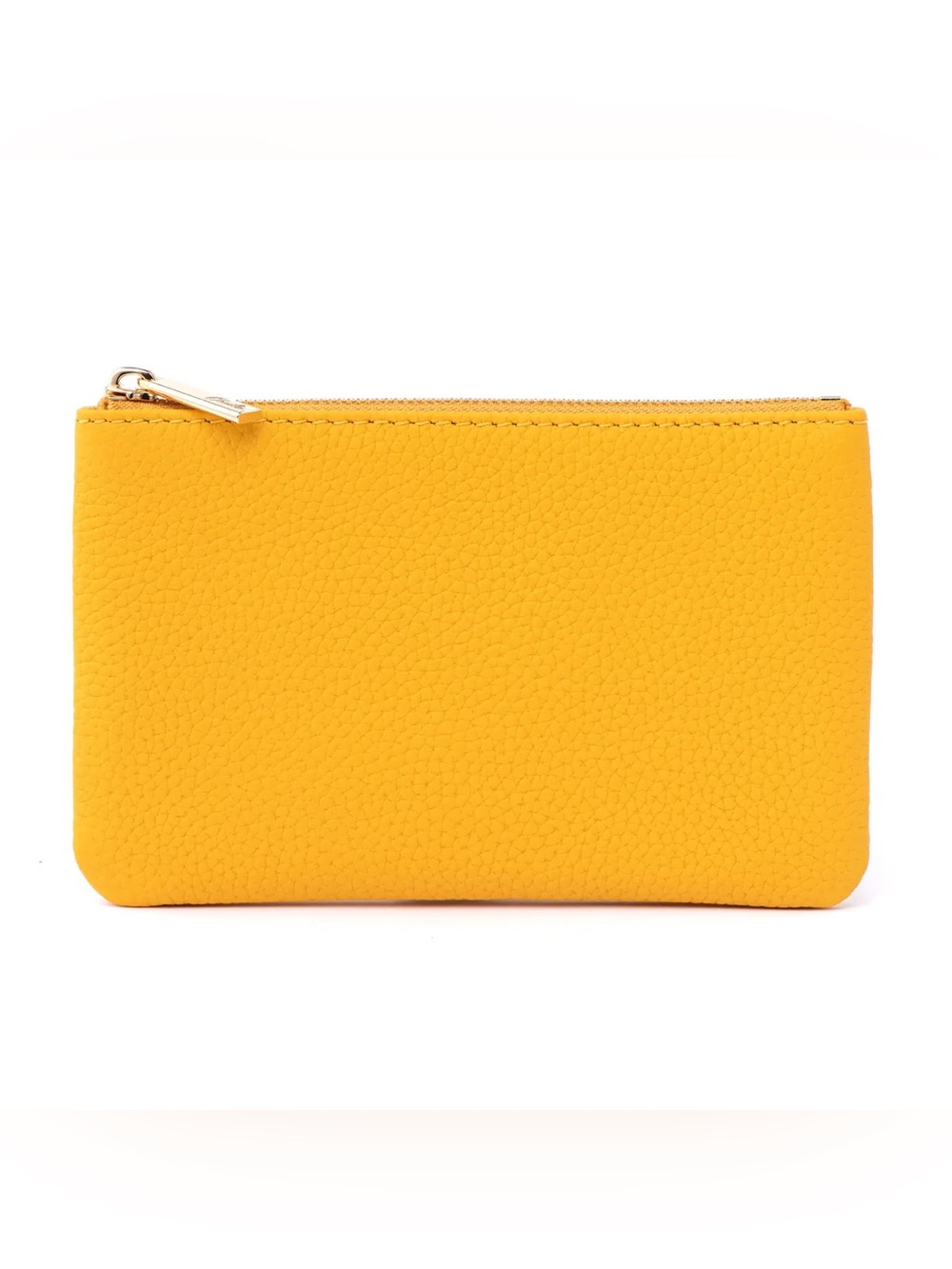 NWOT Mini "M" Case Zippered Leather Pouch in Sun Yellow with Gold Hardware